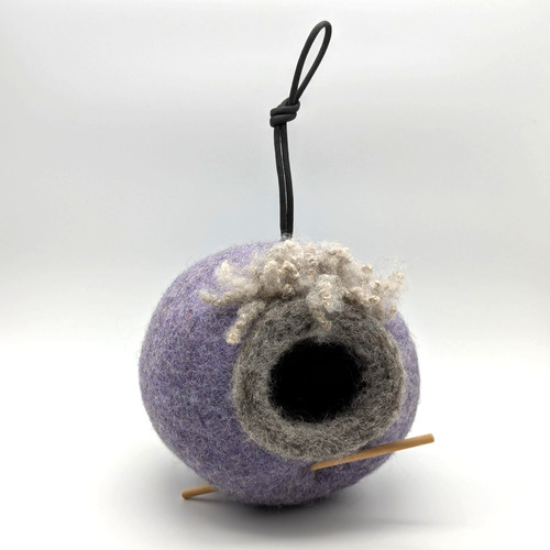 Felted wool birdhouse nest - nest, pod